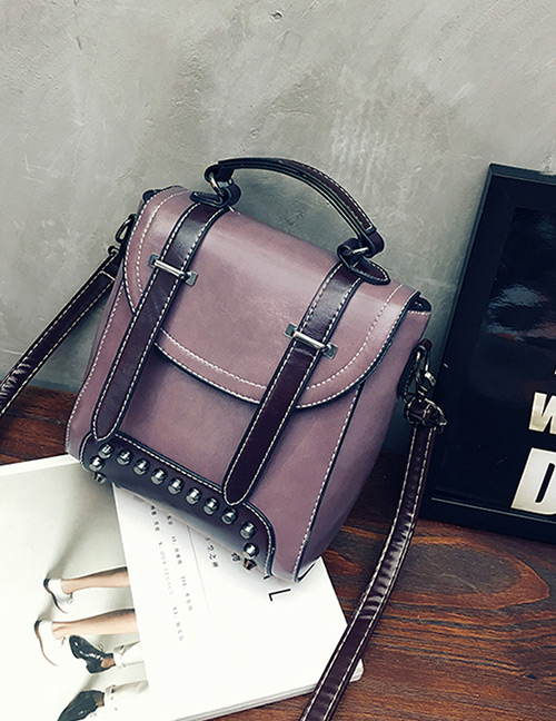 Fashion Purple Rivet Decorated Simple Mini Backpack