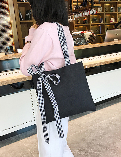 Fashion Black Bowknot Decorated Simple Shoulder Bag
