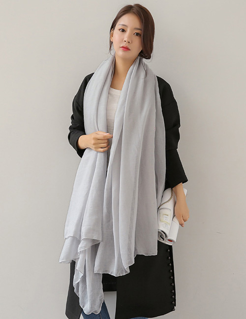 Fashion Light Gray Pure Color Decorated Dual-use Scarf