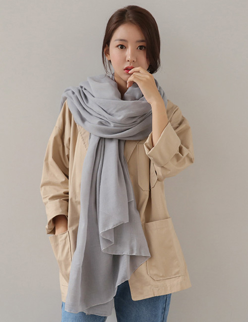 Fashion Gray Pure Color Decorated Dual-use Scarf