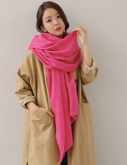 Fashion Plum Red Pure Color Decorated Dual-use Scarf