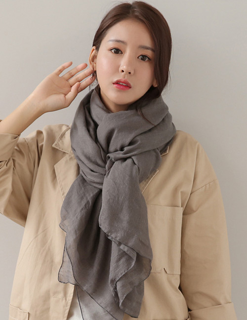 Fashion Gray Pure Color Decorated Dual-use Scarf