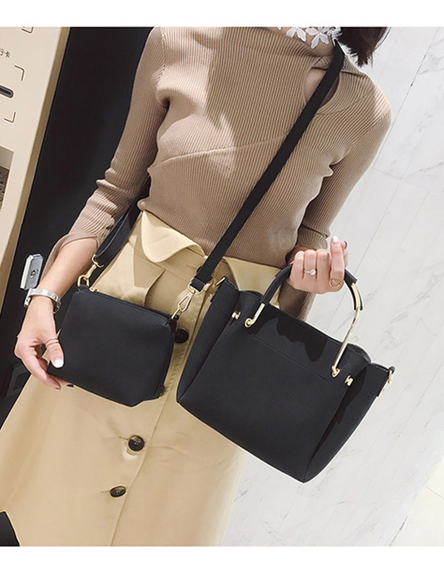 Fashion Black Pure Color Decorated Bag (2pcs)