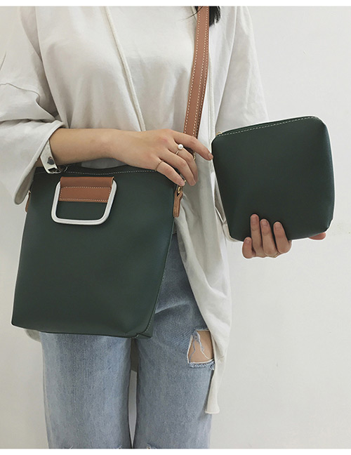 Vintage Green Square Shape Decorated Bag (2pcs)