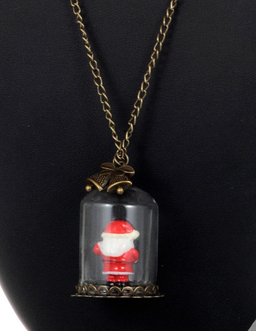 Fashion Gold Color+red Santa Claus Pendant Decorated Necklace