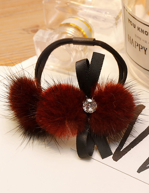 Fashion Claret Red Bowknot&fuzzy Ball Decorated Hair Band