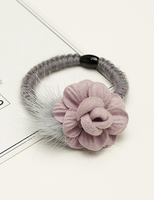 Fashion Light Purple Flower&fuzzy Ball Decorated Hair Band
