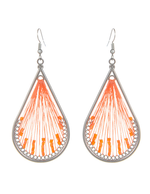 Trendy Orange Water Drop Shape Decorated Hollow Out Earrings