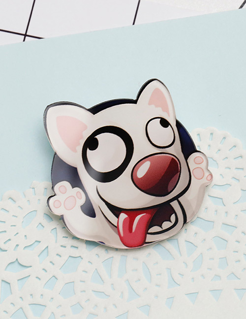 Lovely White+red Naughty Dog Decorated Brooch