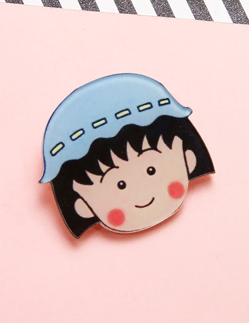 Lovely Blue+black Chibi Maruko-chan Decorated Brooch