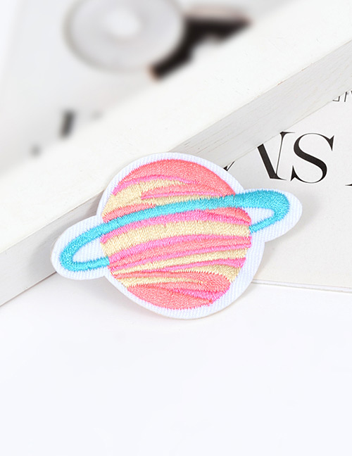 Fashion Pink Embroidered Planet Decorated Brooch