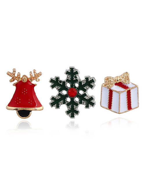 Fashion Red+white Bells&snowflakes Decorated Simple Brooch