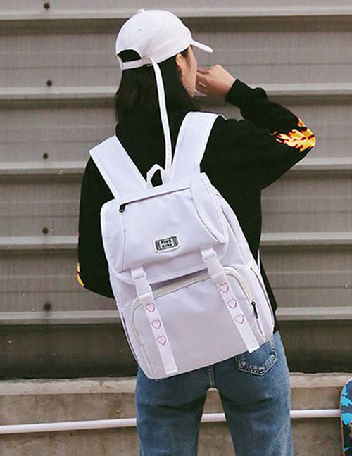 Fashion White Heart Shape Decorated Backpack