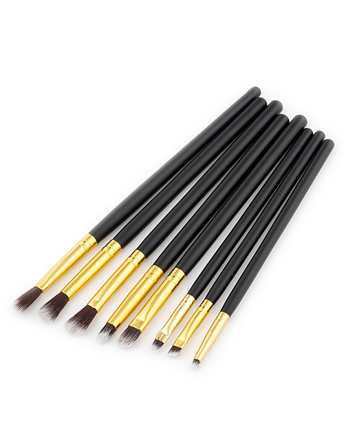 Fashion Black+gold Color Color Matching Decorated Makeup Brush ( 8 Pcs )