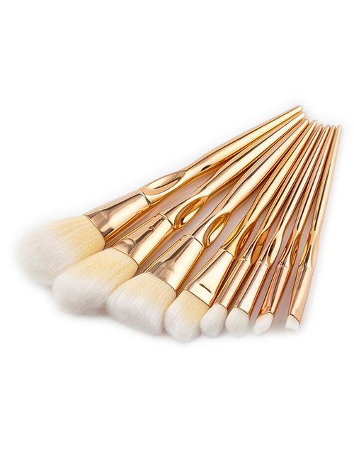 Fashion Rose Gold Sector Shape Decorated Makeup Brush ( 8 Pcs)