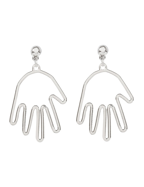 Fashion Silver Color Hand Shape Decorated Earrings