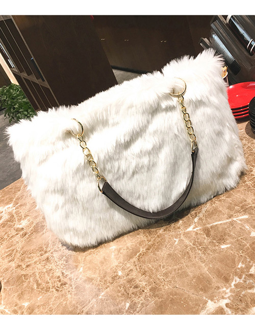Trendy White Pure Color Decorated Square Shape Handbag