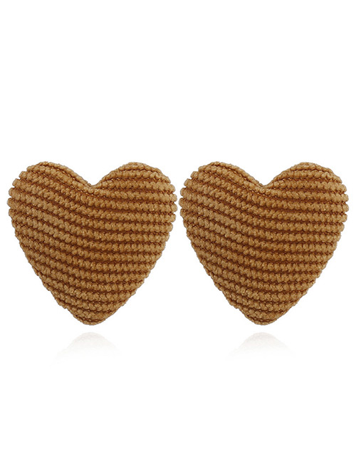 Vintage Beige Heart Shape Decorated Earrings