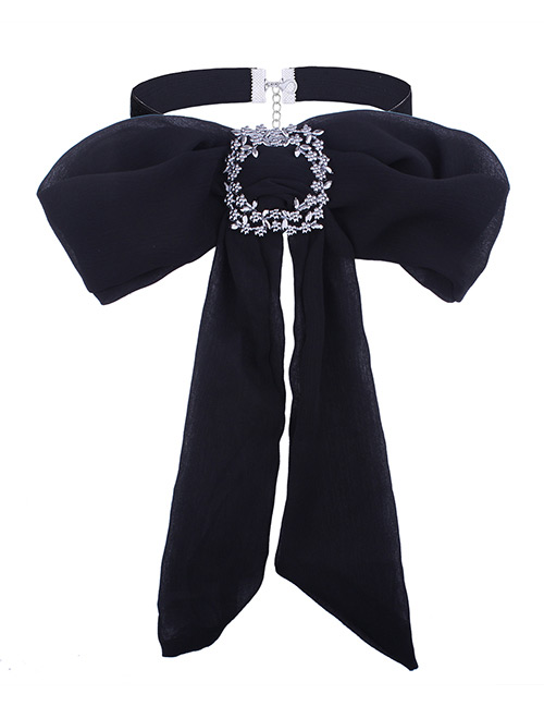 Fashion Black Bowknot&diamond Decorated Choker