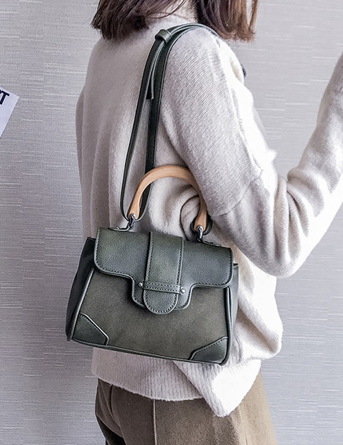 Fashion Green Wooden Handle Design Simple Shoulder Bag
