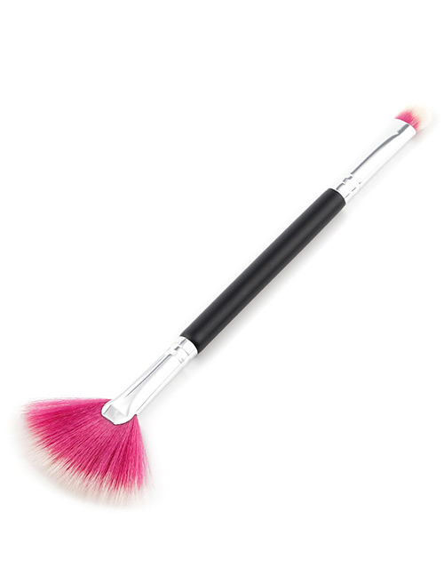 Trendy White+plum Red Sector Shape Decorated Makeup Brush(1pc)