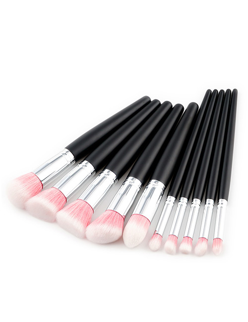 Fashion Pink+white Color Matching Design Makeup Brush(10pcs)