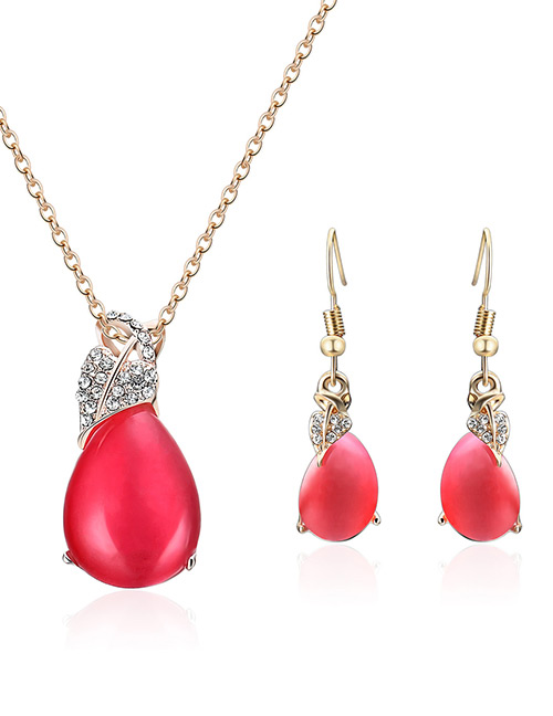 Fashion Plum Red Water Drop Shape Design Jewelry Sets