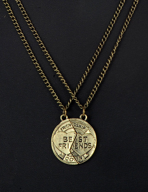 Fashion Bronze Heart Shape Decorated Necklace ( 2 Pcs )