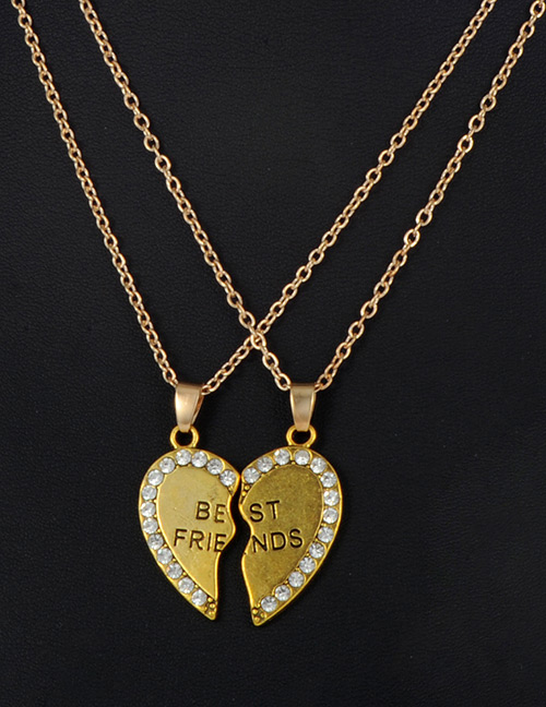 Fashion Gold Color Heart Shape Decorated Necklace ( 2 Pcs )