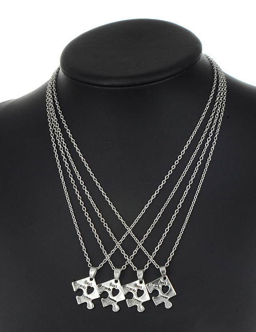 Fashion Silver Color Letter Pattern Decorated Necklace ( 4 Pcs )