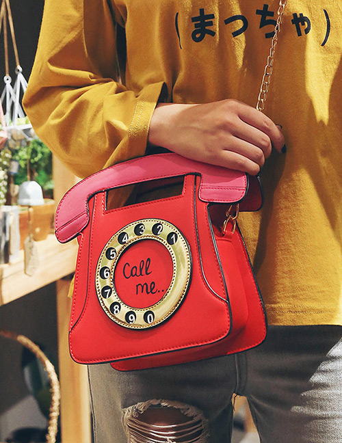 Trendy Red Telephone Shape Design Shoulder Bag