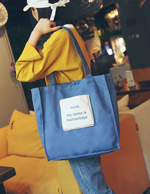 Trendy Blue Letter Pattern Decorated Shoulder Bag