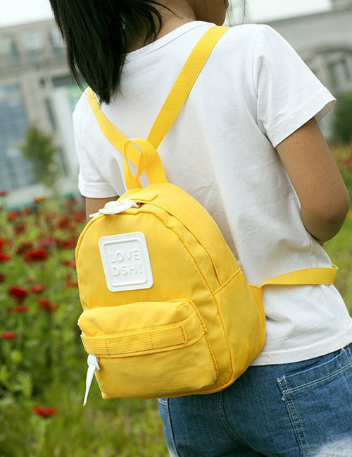 Lovely Yellow Pure Color Decorated Children Backpack