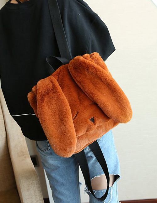 Lovely Brown Rabbit Shape Design Pure Color Handbag