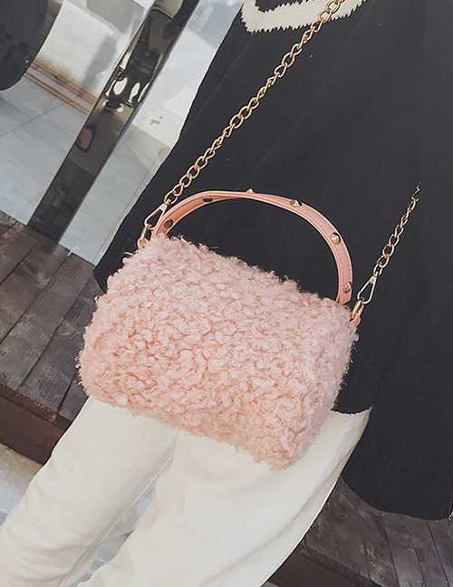 Lovely Pink Pure Color Decorated Shoulder Bag