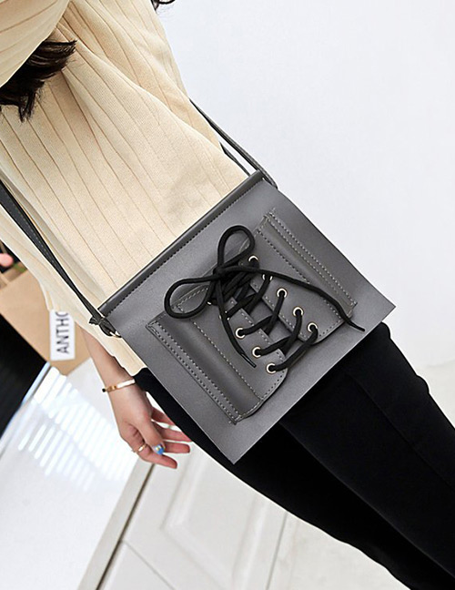 Fashion Gray Bandage Design Pure Color Mobile Phone Bag