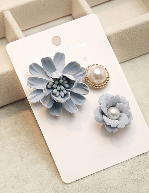 Fashion Blue Flower Shape Decorated Brooch (3pcs)