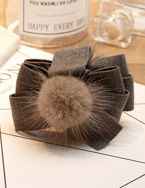 Fashion Gray Fuzzy Balls Decorated Hair Claw