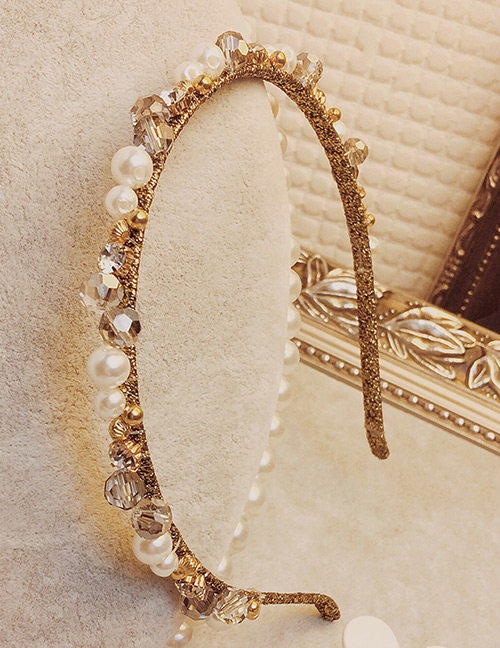 Fashion Gold Color Pearls&diamond Decorated Hair Hoop