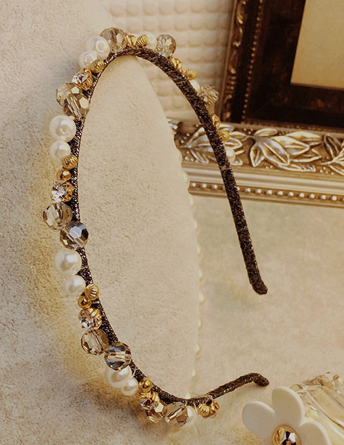 Fashion Black Pearls&diamond Decorated Hair Hoop