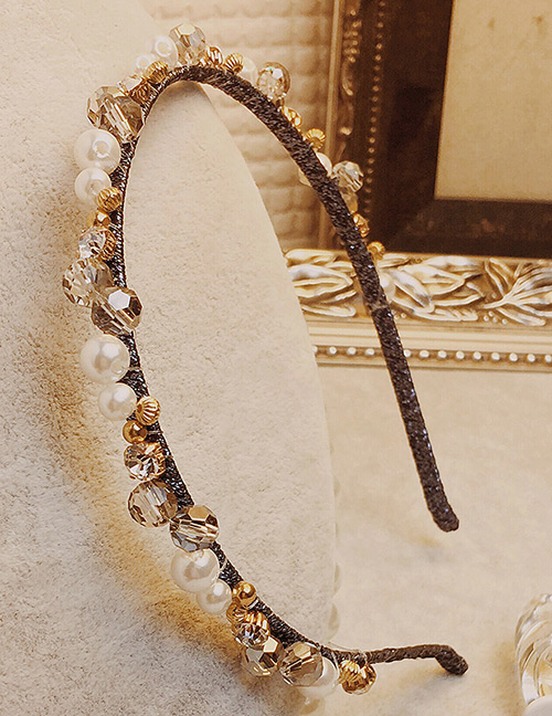 Fashion Navy Pearls&diamond Decorated Hair Hoop