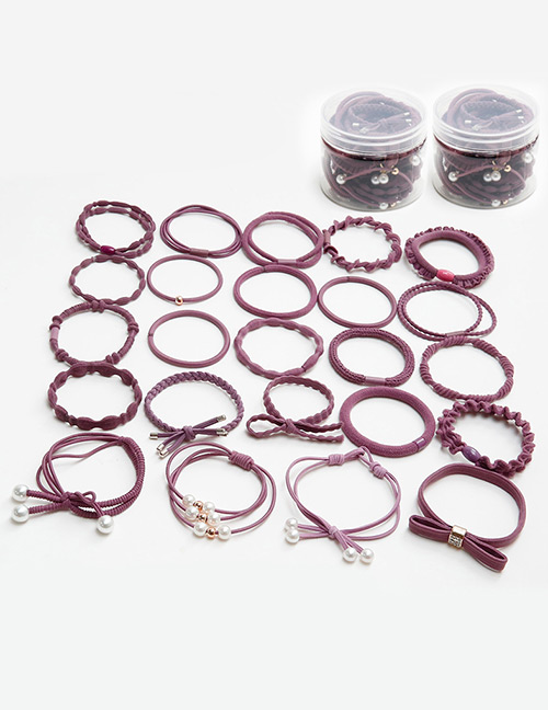 Sweet Purple Pearls Decorated Hair Band (24pcs With Box)