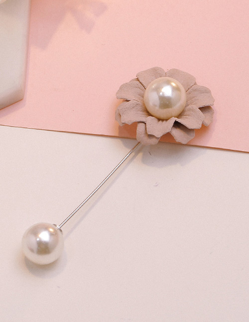 Fashion Pink Big Pearls Decorated Flower Design Brooch