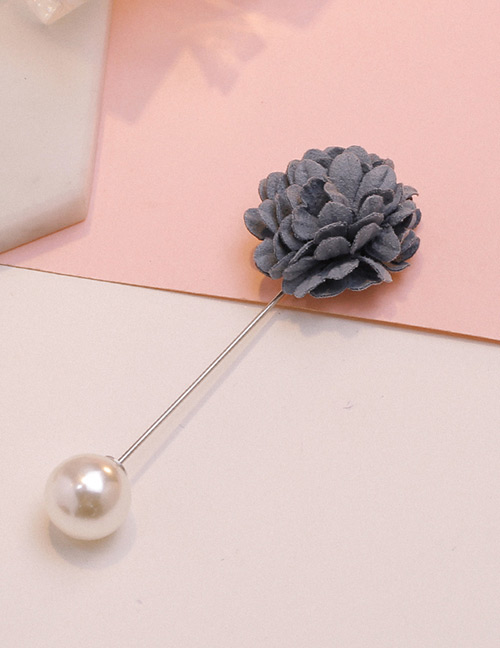 Fashion Light Gray Flower&pearl Decorated Brooch