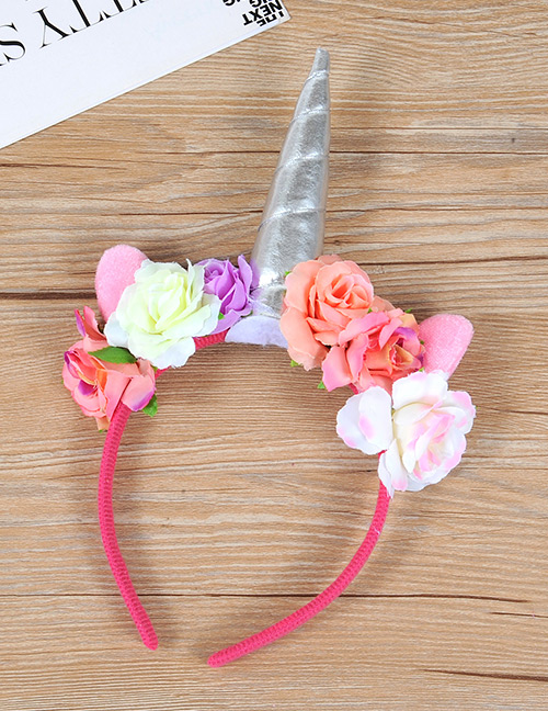 Trendy Silver Color Unicorn&flower Decorated Hair Hoop
