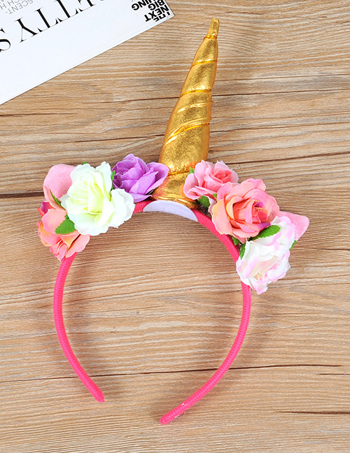 Trendy Gold Color Unicorn&flower Decorated Hair Hoop