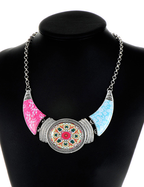 Fashion Multi-color Flower Pattern Decorated Necklace