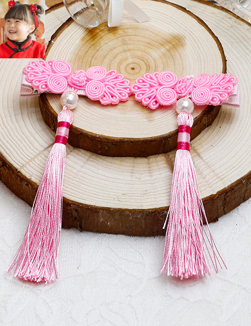 Lovely Pink Long Tassel Decorated Pure Color Hairpin(2pcs)