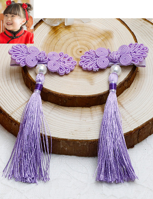 Lovely Purple Long Tassel Decorated Pure Color Hairpin(2pcs)