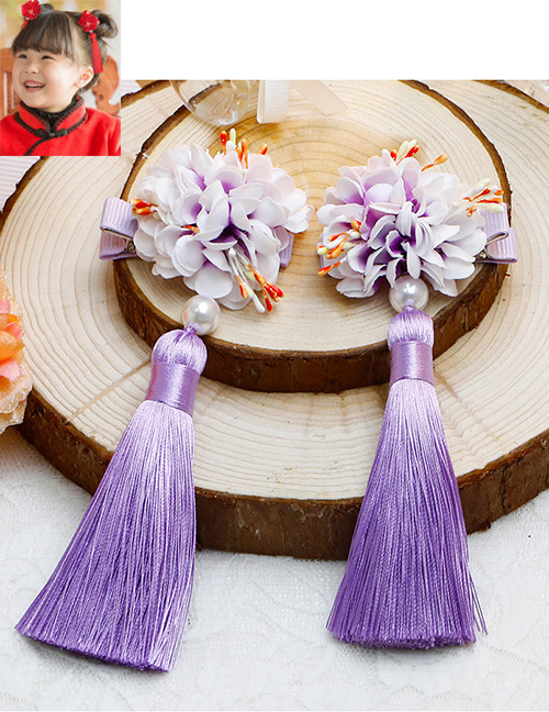 Lovely Light Purple Flower&tassel Decorated Hairpin(2pcs)
